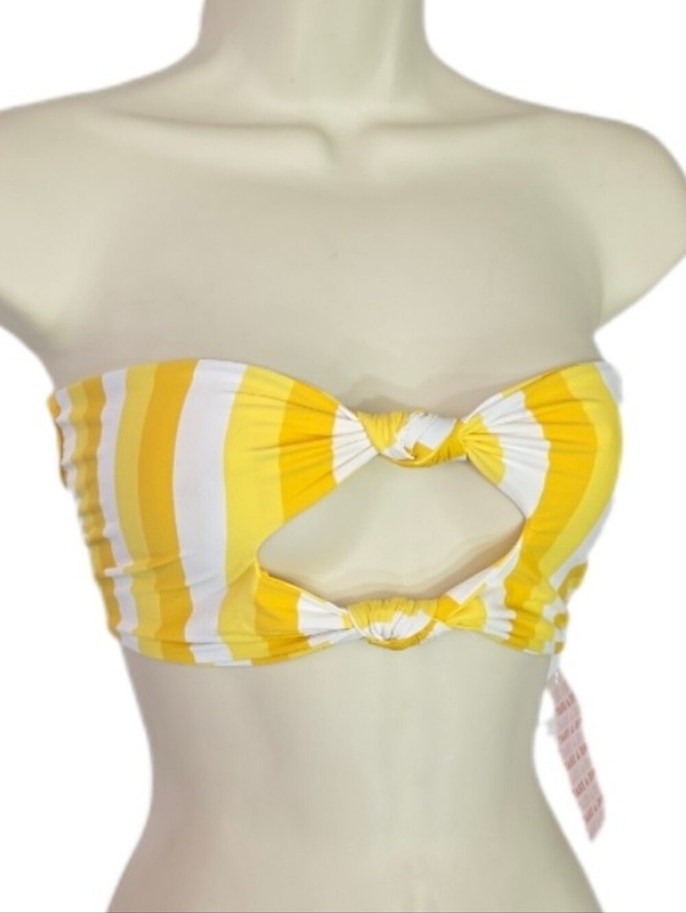 Dippin' Daisy's Cutout Bunny Knotted Strapless Bandeau Striped Yellow Size L